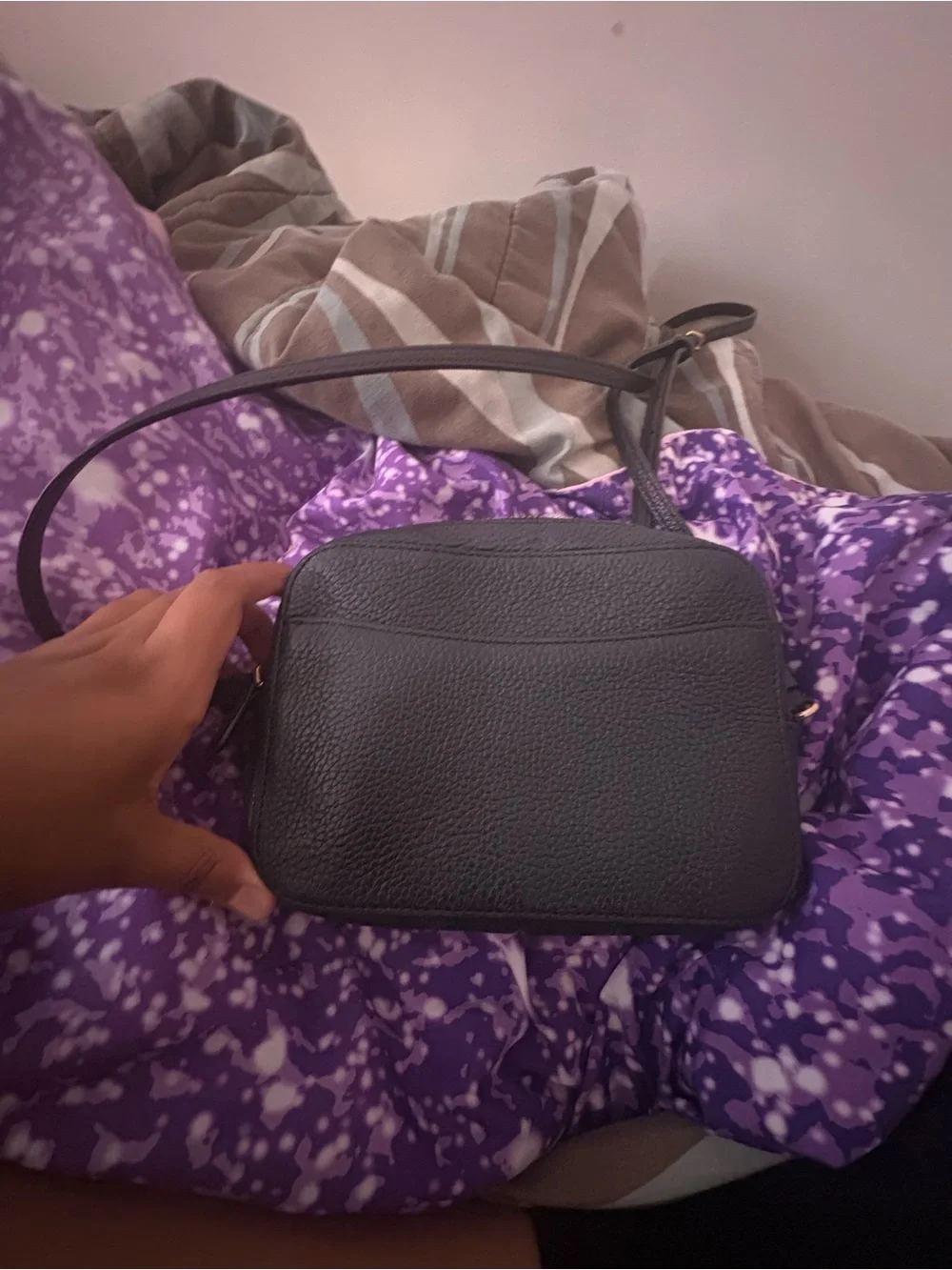 Coach Black Pebbled Leather Mini Crossbody with Gold Logo